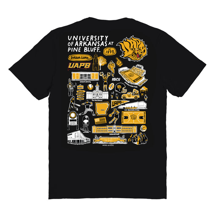 UAPB Golden Lions Vive La Fete Impressions Artwork Black Womens Cotton Tshirt - Vive La Fête - Online Apparel Store