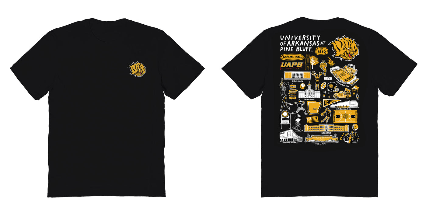 UAPB Golden Lions Vive La Fete Impressions Artwork Black Womens Cotton Tshirt - Vive La Fête - Online Apparel Store
