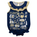 Akron Zips  Blue Hand Sketched Vive La Fete Impressions Artwork Sleeveless Ruffle Onesie Bodysuit