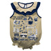 Akron Zips  Gold Hand Sketched Vive La Fete Impressions Artwork Sleeveless Ruffle Onesie Bodysuit