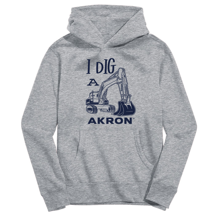 Akron Zips Excavator Heather Grey Cotton Youth Hoodie