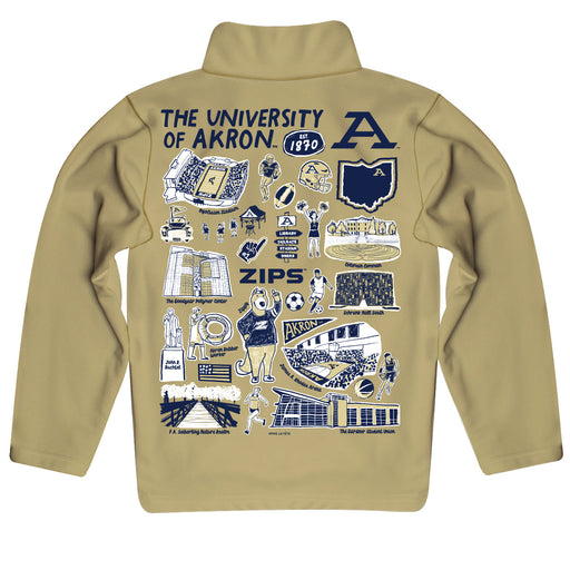 Akron Zips Hand Sketched Vive La Fete Impressions Artwork Gold Boys Quarter Zip Pullover V1 - Vive La Fête - Online Apparel Store