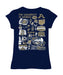 Akron Zips Hand Sketched Vive La Fete Impressions Artwork Navy Girls Cotton Short Sleeve Tee - Vive La Fête - Online Apparel Store