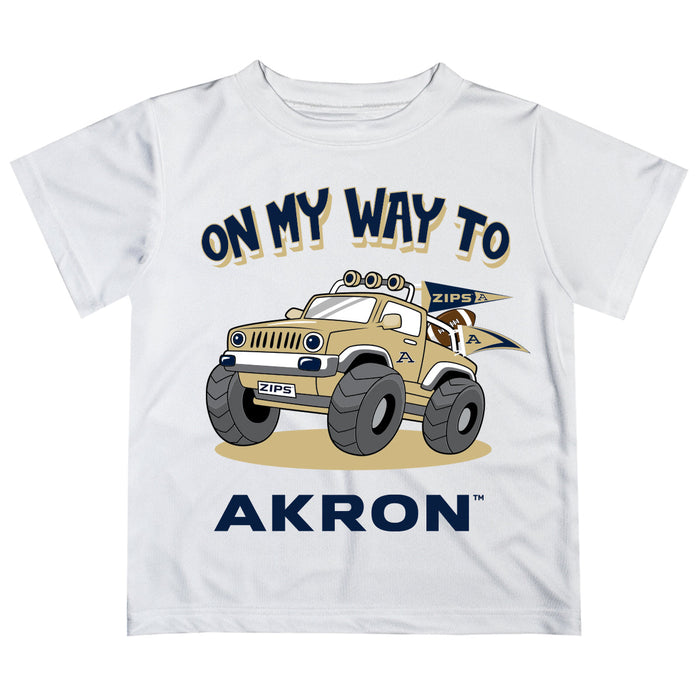 Akron Zips Vive La Fete Monster Truck Boys Game Day White Short Sleeve Tee