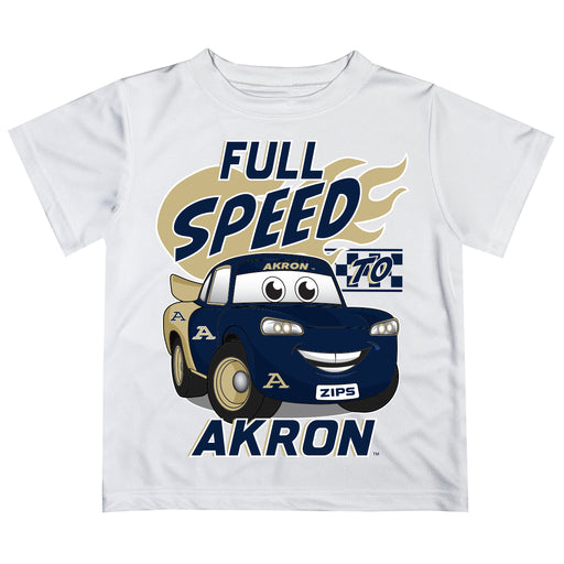 Akron Zips Vive La Fete Toy Racing Car Boys Game Day White Short Sleeve Tee