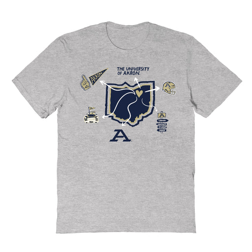 Akron Zips Hand Sketched Vive La Fete Impressions Icones Kids Grey T-shirt