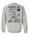 Akron Zips Hand Sketched Artwork Navy Crewneck Sweatshirt for Women - Vive La Fête - Online Apparel Store