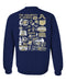 Akron Zips Hand Sketched Artwork Navy Crewneck Sweatshirt for Women - Vive La Fête - Online Apparel Store