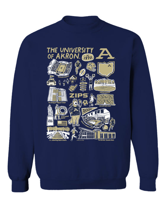 Akron Zips Vive La Fete Impressions Navy Cotton Crewneck Sweatshirt for Women