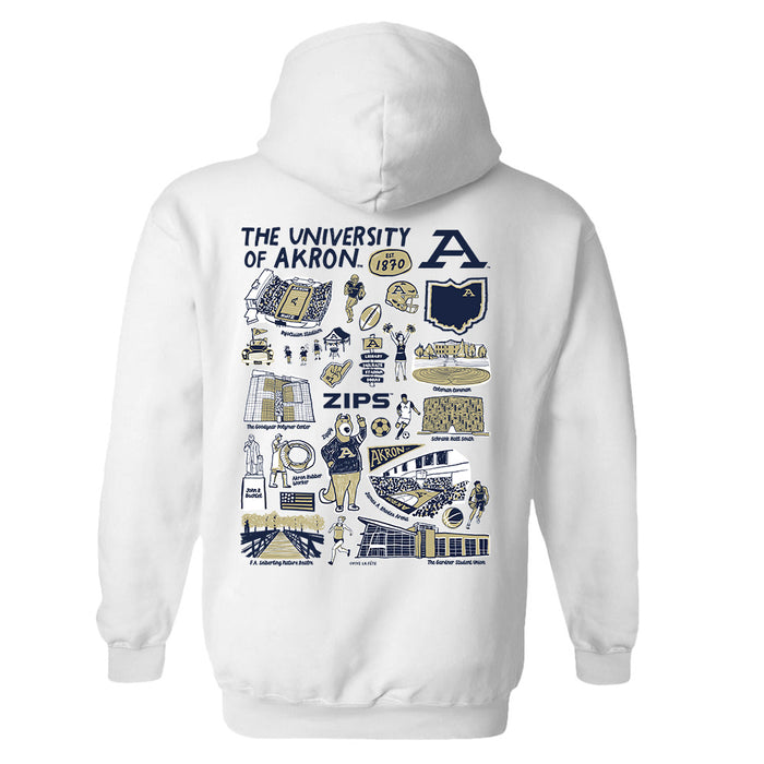 Akron Zips Hand Sketched Artwork Cotton Fleece Women Hoodie - Vive La Fête - Online Apparel Store