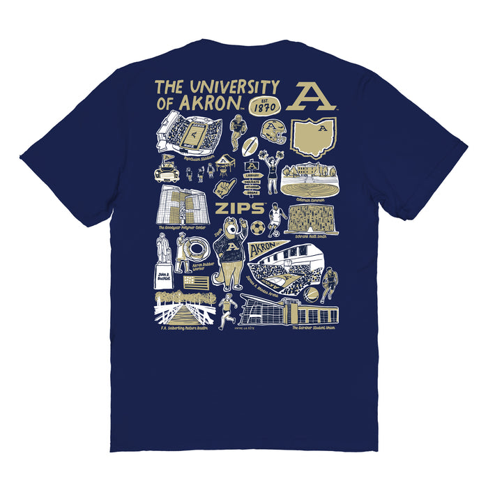 Akron Zips Vive La Fete Impressions Artwork Womens Cotton Tshirt - Vive La Fête - Online Apparel Store