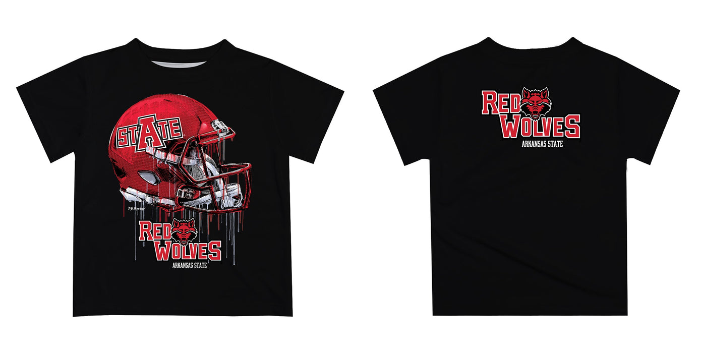 Arkansas State Red Wolves Original Dripping Football Helmet Black T-Shirt by Vive La Fete - Vive La Fête - Online Apparel Store