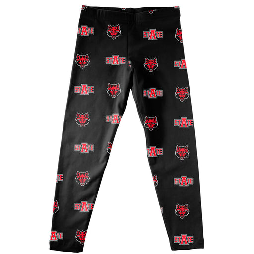 Arkansas State Red Wolves Vive La Fete Girls Game Day All Over Two Logos Elastic Waist Classic Play Red Leggings Tights
