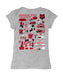 Arkansas State Red Wolves Hand Sketched Vive La Fete Impressions Artwork Grey Girls Cotton Short Sleeve Tee - Vive La Fête - Online Apparel Store