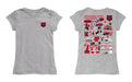Arkansas State Red Wolves Hand Sketched Vive La Fete Impressions Artwork Grey Girls Cotton Short Sleeve Tee - Vive La Fête - Online Apparel Store