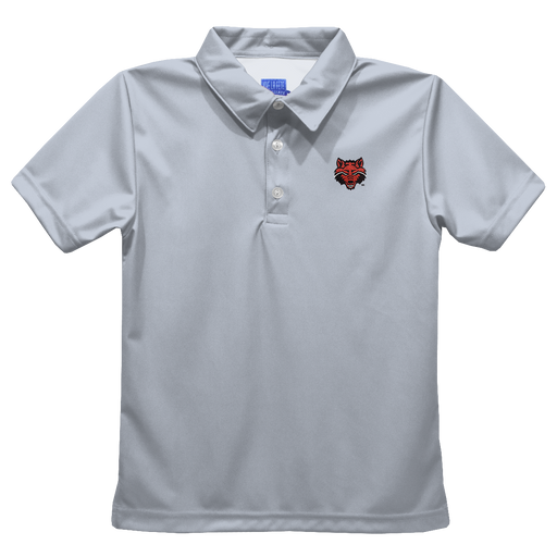 Arkansas State Red Wolves Embroidered Gray Short Sleeve Youth Polo Box Shirt - Vive La Fête - Online Apparel Store