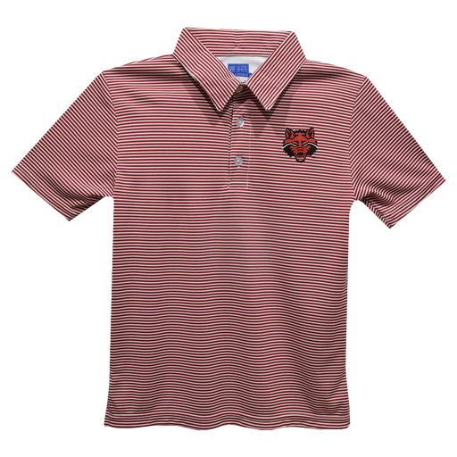 Arkansas State Red Wolves  Embroidered Red Stripes Short Sleeve Youth Polo Box Shirt - Vive La Fête - Online Apparel Store