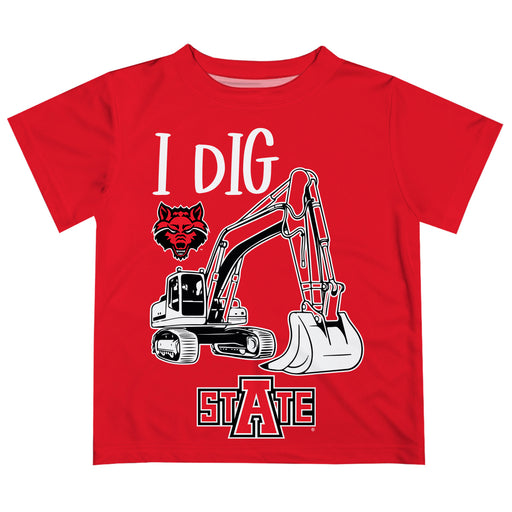 Arkansas State Red Wolves Vive La Fete Excavator Boys Game Day Red Short Sleeve Tee