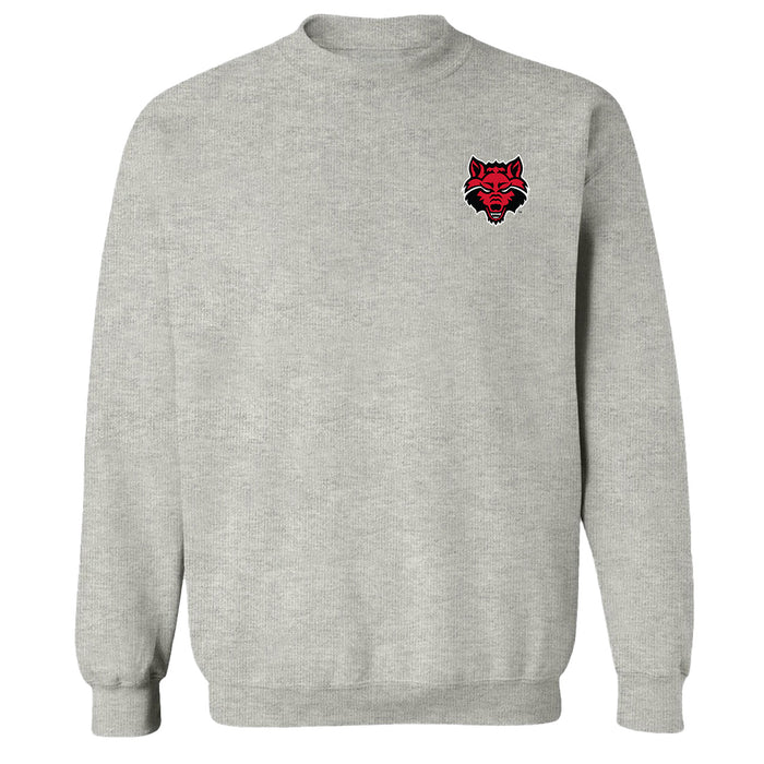 Arkansas State Red Wolves Hand Sketched Vive La Fete Impressions Artwork Gray Crew Neck Sweatshirt for Women