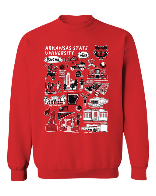 Arkansas State Red Wolves Vive La Fete Impressions Red Cotton Crewneck Sweatshirt for Women