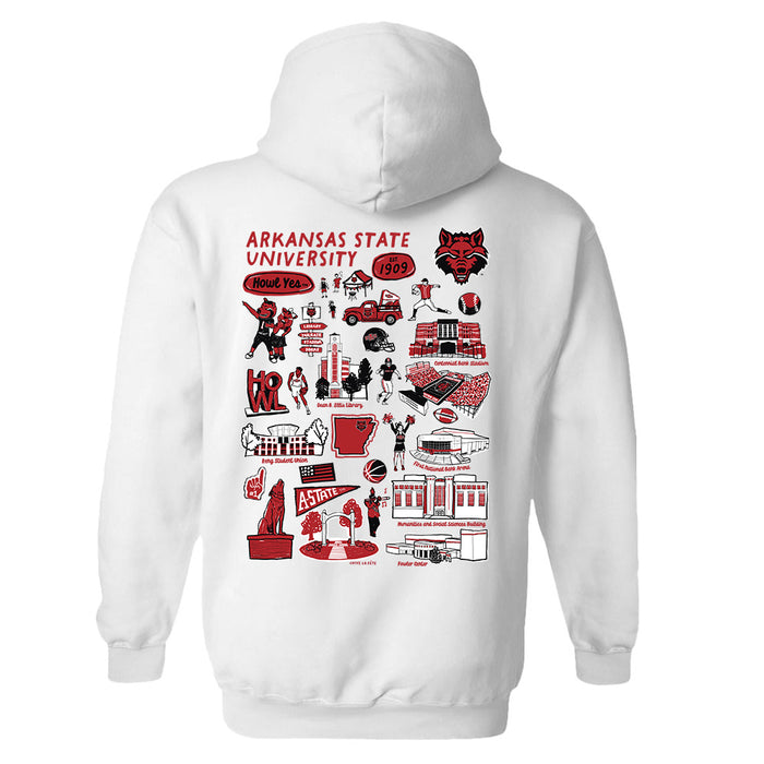 Arkansas State Red Wolves Hand Sketched Artwork Cotton Fleece Women Hoodie - Vive La Fête - Online Apparel Store