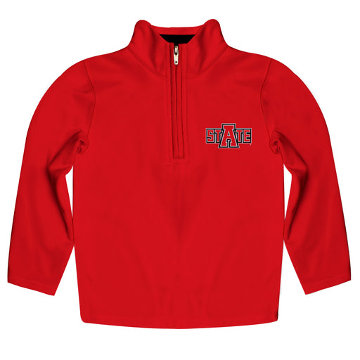 Arkansas State Red Wolves Vive La Fete Women Solid Red Quarter Zip Pullover Sleeves