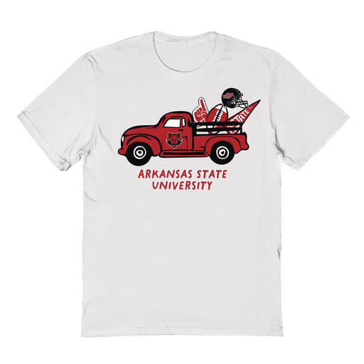 Arkansas State Red Wolves Hand Sketched Vive La Fete Impressions Truck White T-shirt for Women