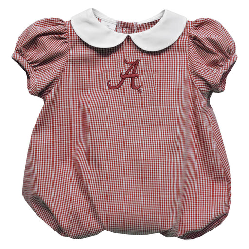 Alabama Crimson Tide Embroidered Red Girls Baby Bubble Short Sleeve