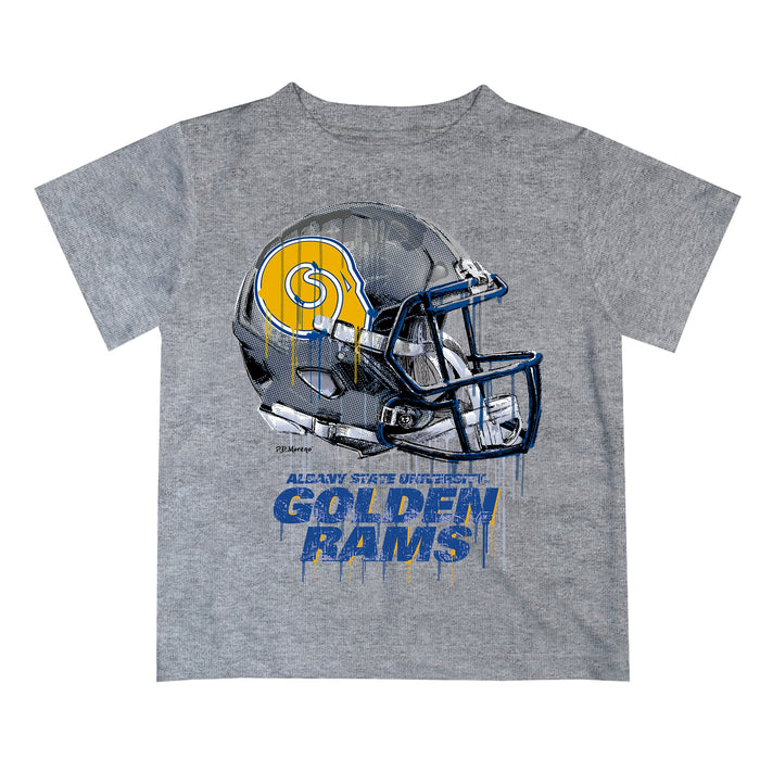 Albany State Rams ASU Original Dripping Football Helmet Heather Gray T-Shirt by Vive La Fete