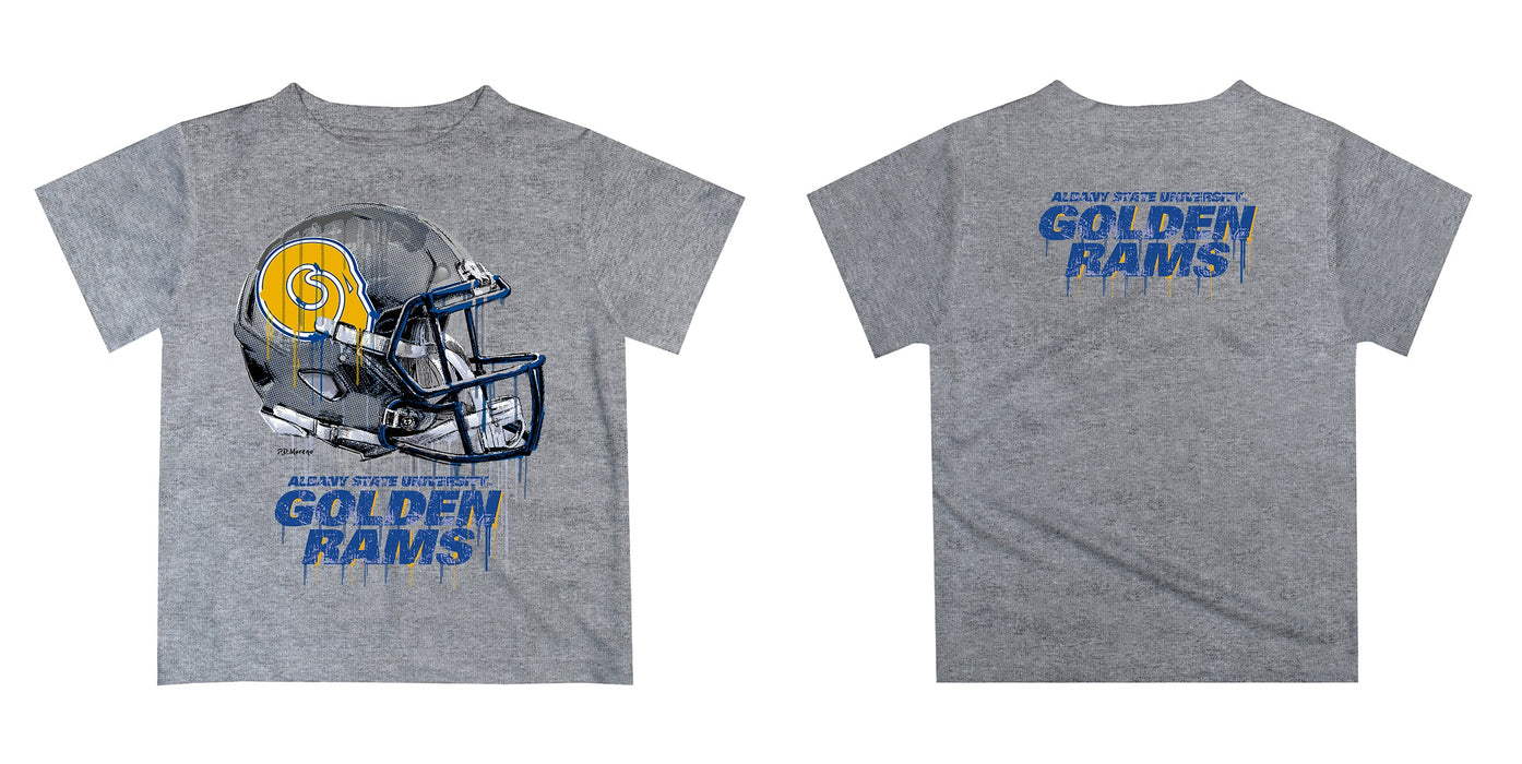Albany State Rams ASU Original Dripping Football Helmet Heather Gray T-Shirt by Vive La Fete - Vive La Fête - Online Apparel Store