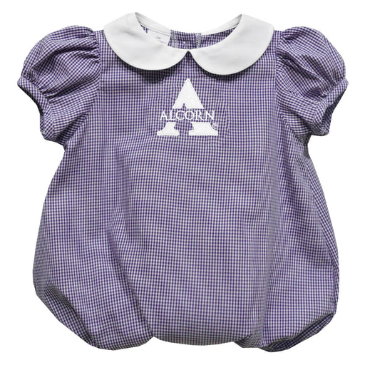 Alcorn State University Braves Embroidered Purple Girls Baby Bubble Short Sleeve