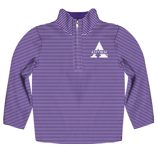 Alcorn State University Braves Embroidered Purple Stripes Quarter Zip Pullover
