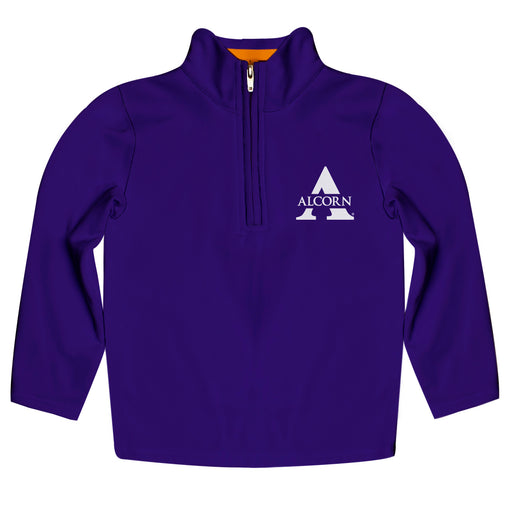 Alcorn State University Braves Vive La Fete Game Day Solid Purple Quarter Zip Pullover Sleeves