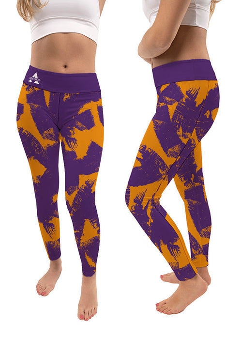Alcorn State University Braves Vive La Fete Paint Brush Logo on Waist Women Purple Yoga Leggings - Vive La Fête - Online Apparel Store