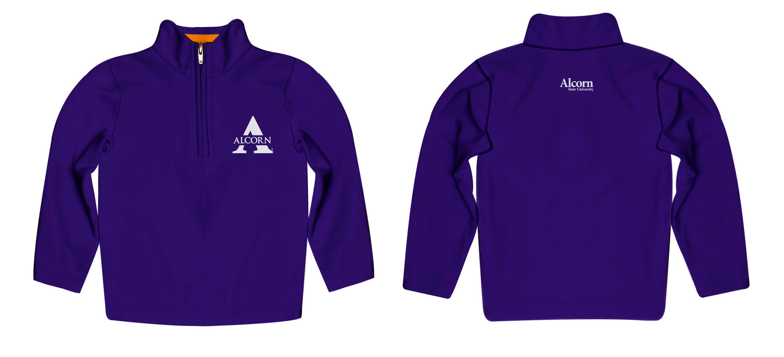Alcorn State University Braves Vive La Fete Logo and Mascot Name Womens Purple Quarter Zip Pullover - Vive La Fête - Online Apparel Store