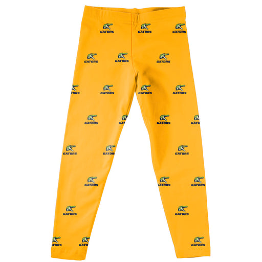 Allegheny Gators Vive La Fete Girls Game Day All Over Logo Elastic Waist Classic Play Yellow Leggings Tights
