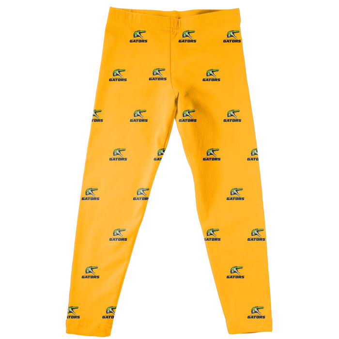 Allegheny Gators Vive La Fete Girls Game Day All Over Logo Elastic Waist Classic Play Yellow Leggings Tights