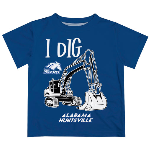 Alabama at Huntsville Chargers Vive La Fete Excavator Boys Game Day Blue Short Sleeve Tee