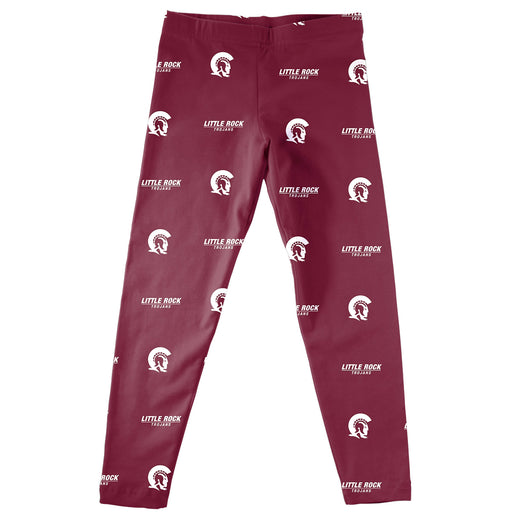 UA Little Rock Trojans Vive La Fete Girls Game Day All Over Two Logos Elastic Waist Classic Play Maroon Leggings Tights