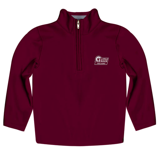 UA Little Rock Trojans UALR Vive La Fete Game Day Solid Maroon Quarter Zip Pullover Sleeves