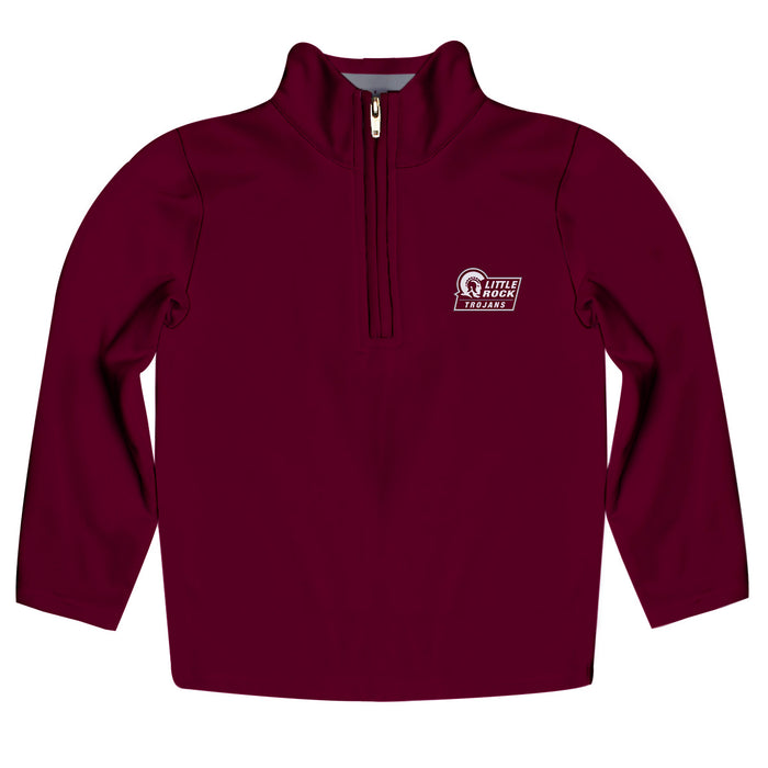 UA Little Rock Trojans UALR Vive La Fete Game Day Solid Maroon Quarter Zip Pullover Sleeves