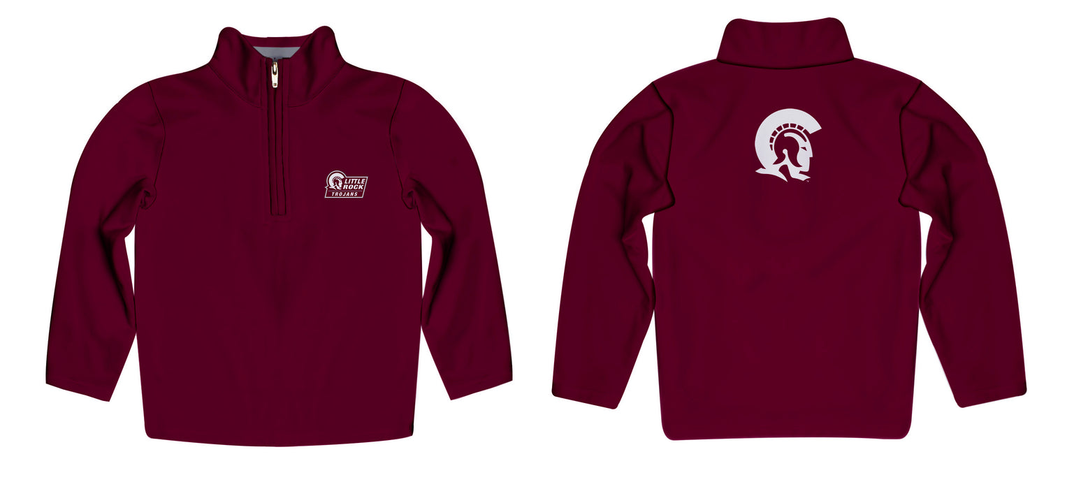 UA Little Rock Trojans UALR Vive La Fete Game Day Solid Maroon Quarter Zip Pullover Sleeves - Vive La Fête - Online Apparel Store