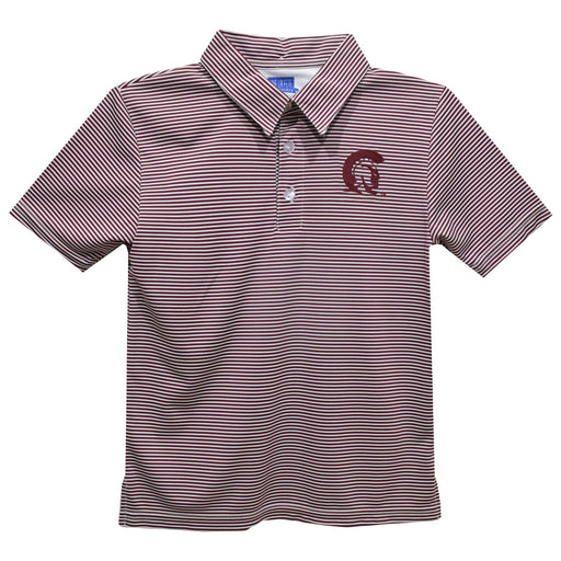 UA Little Rock Trojans UALR Embroidered Maroon Stripes Short Sleeve Polo Box Shirt