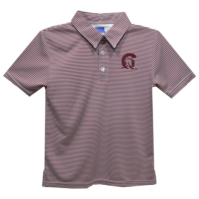UA Little Rock Trojans UALR Embroidered Maroon Stripes Short Sleeve Polo Box Shirt