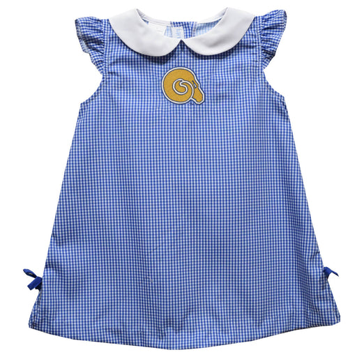 Albany State Rams ASU Embroidered Royal Gingham A Line Dress