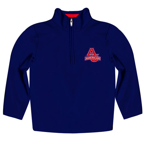 American University Eagles Vive La Fete Game Day Solid Red Quarter Zip Pullover Sleeves