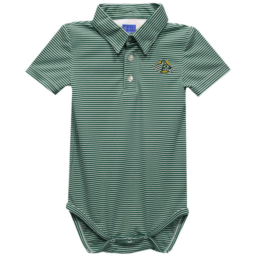 Alaska Anchorage Seawolves Embroidered Hunter Green Stripe Knit Boys Polo Bodysuit