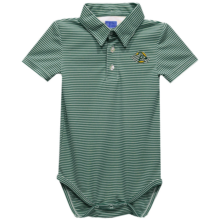 Alaska Anchorage Seawolves Embroidered Hunter Green Stripe Knit Boys Polo Bodysuit