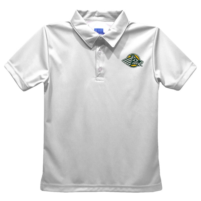 Alaska Anchorage Seawolves Embroidered White Short Sleeve Polo Box Shirt