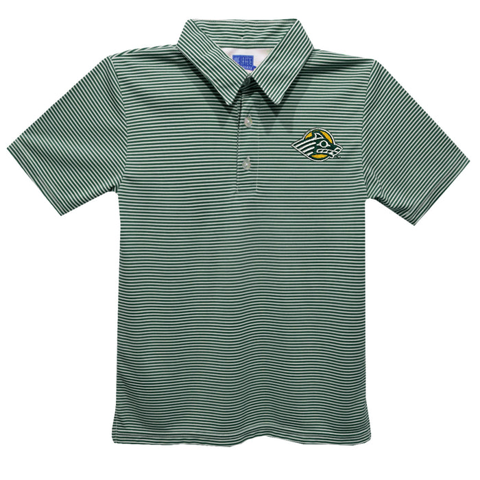 Alaska Anchorage Seawolves Embroidered Hunter Green Stripes Short Sleeve Polo Box Shirt